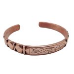 Hand Forged Carved Pure Copper Bracelet.