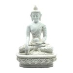 Resin Tibetan Buddha Statue - 8.5 inches (Pure White)