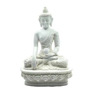 Resin Tibetan Buddha Statue - 8.5 inches (Pure White)
