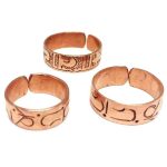 Set of 3 Copper Rings ~ Carved