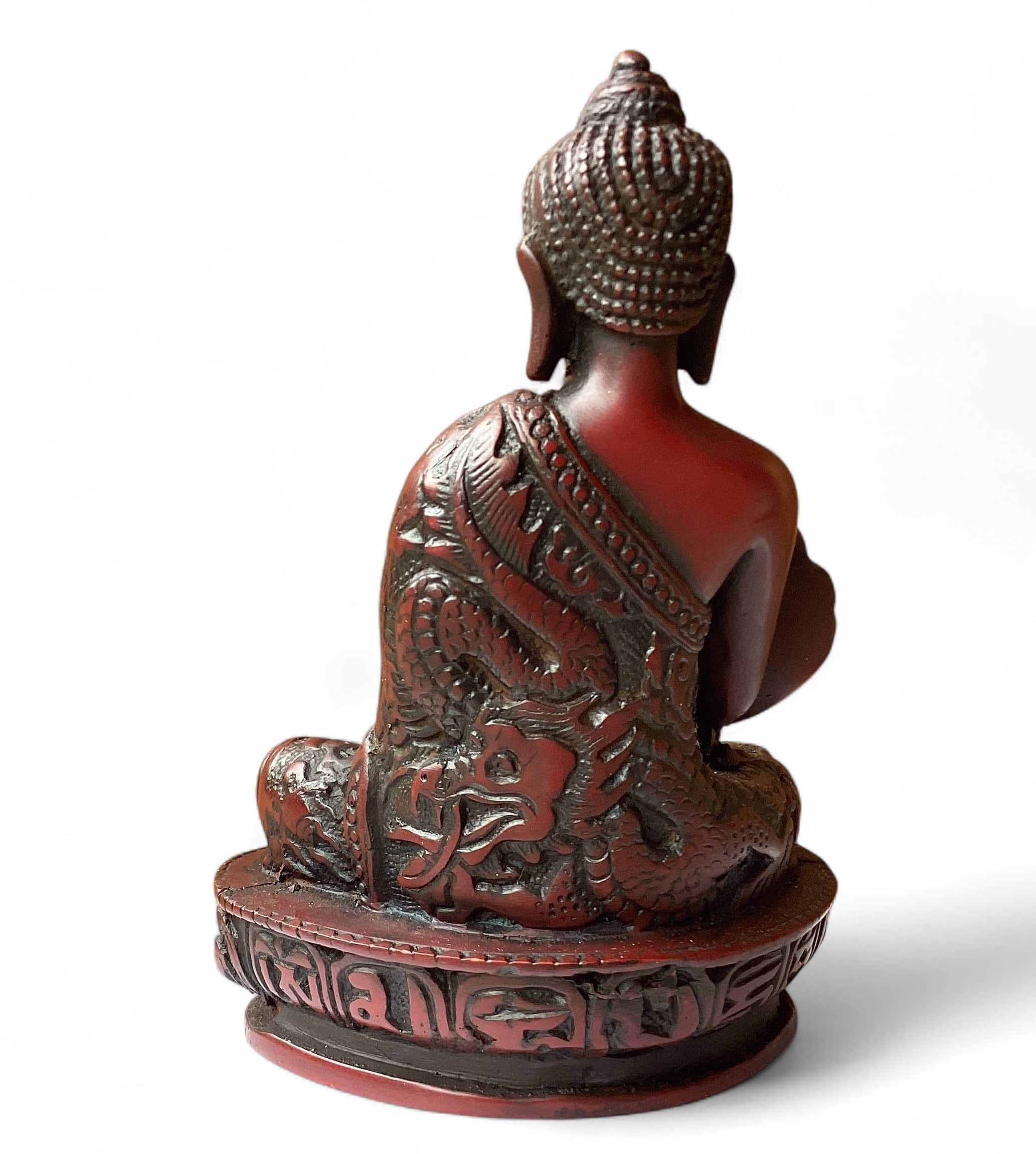 Resin Medicine Buddha Statue - 5.25 inches Cherry Red - Image 2